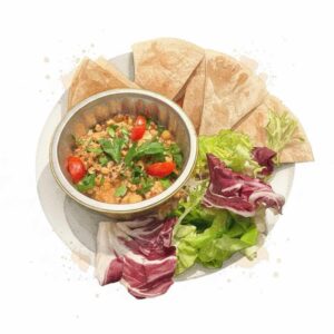 Yellow Pepper Chickpeas Beef Stew with Tortilla include Yogurt Fresh Salad 黄辣椒鷹嘴豆牛肉配捲餅 連 香脆酸奶沙律